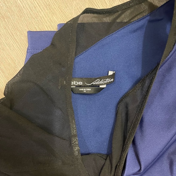 Bebe Addiction Dress Size XS asymmetrical mesh long sleeve - Picture 5 of 5